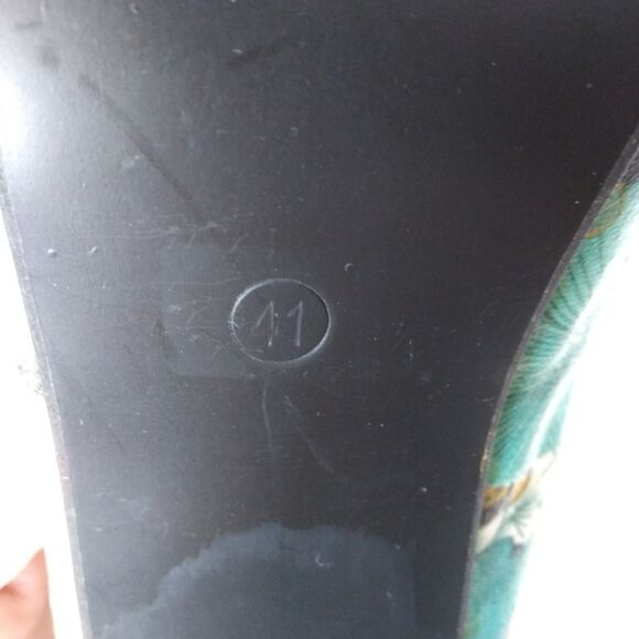 Show Story Platform Heels Teal Floral Open Toe Size 9.5 or EU41 - Picture 15 of 15